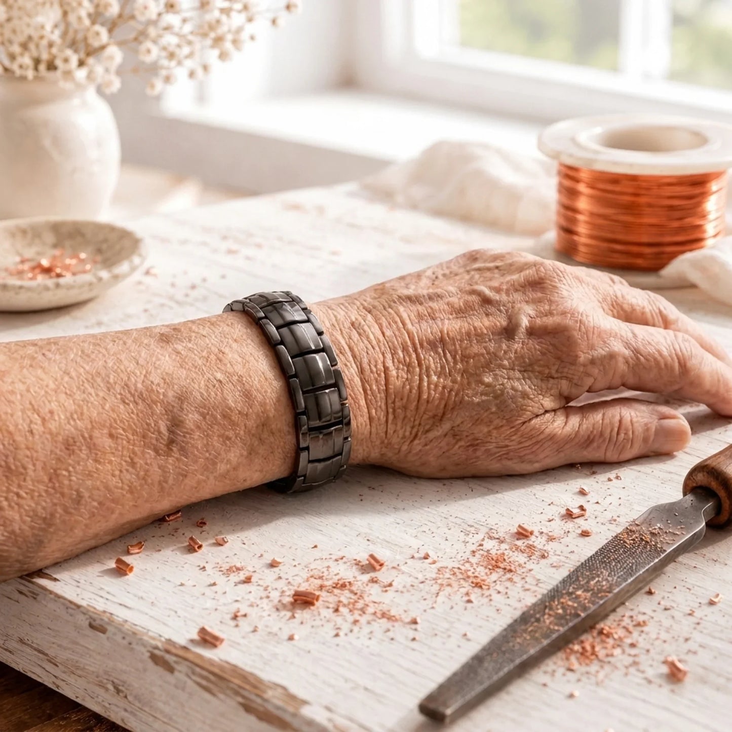 Bracelet en cuivre Obsidien pour hommes