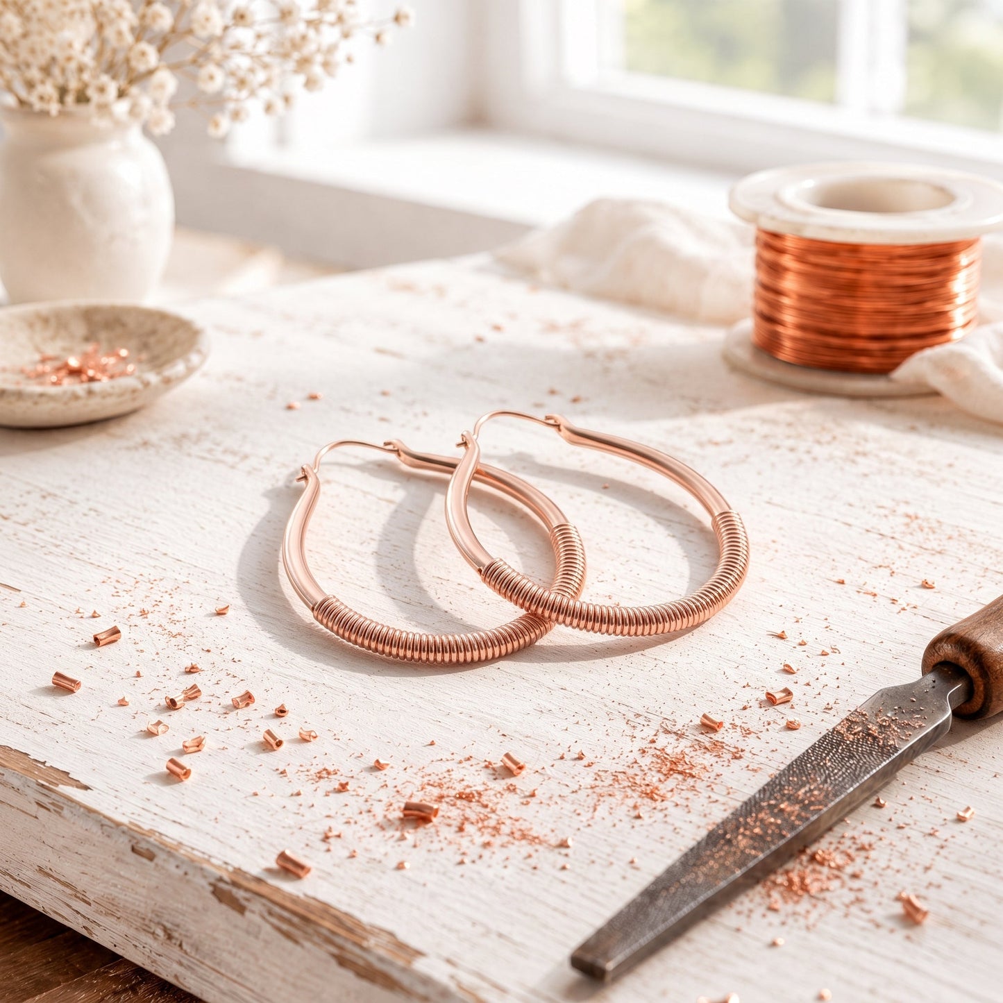 Boucles d'oreilles en fil de cuivre