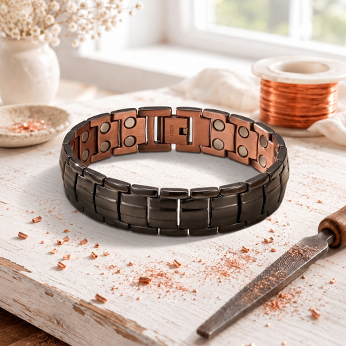 Bracelet en cuivre Obsidien pour hommes