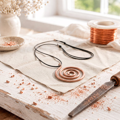 Collier en cuivre en spirale